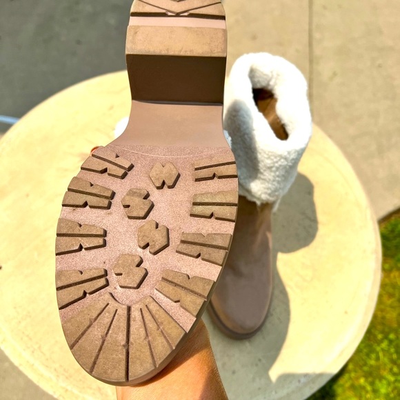 Just Fab Taupe Ellie Trim Supra Trim Lug Sole Boots - Picture 5 of 11